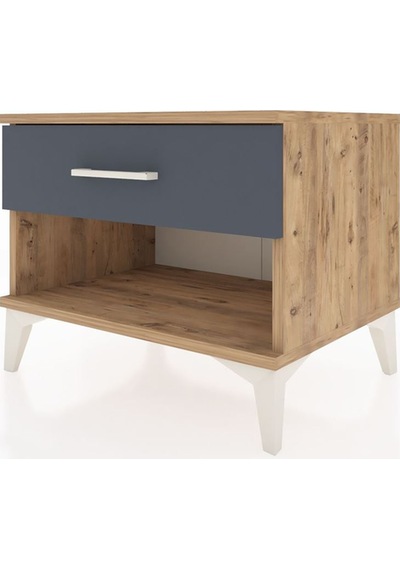 Hyperion Komodin Tek Çekmeceli 60x44x48 Çam-antrasit Atlas Çam