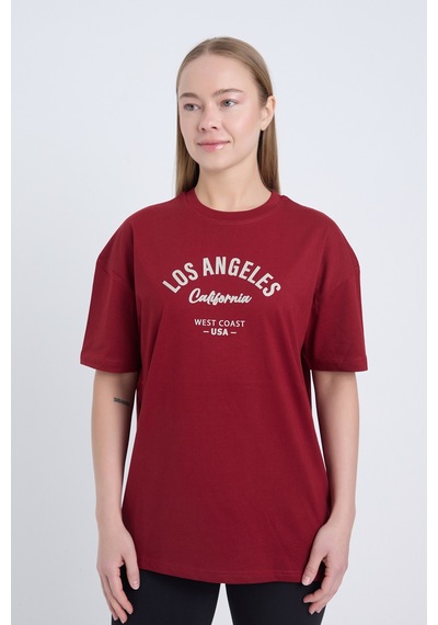 Velvoria Unisex Oversize Bordo Los Angeles T-shirt
