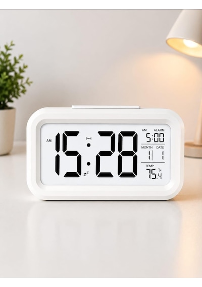 Dijital Masa Saati Büyük Led Ekranlı Alarm Özellikli Tarih Ve Sıcaklık Göstergeli Gece Işığı 12/24 Sa Diğer