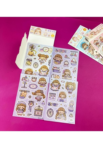 3'lü Sevimli Kız Sticker Seti
