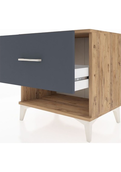 Hyperion Komodin Tek Çekmeceli 60x44x64 Çam-antrasit Atlas Çam