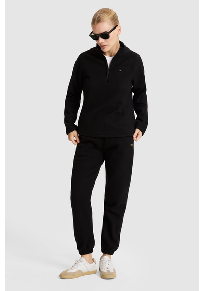 U.S. Polo Assn. Kadın Siyah Yarım Fermuarlı Sweatshirt 50329013-vr046