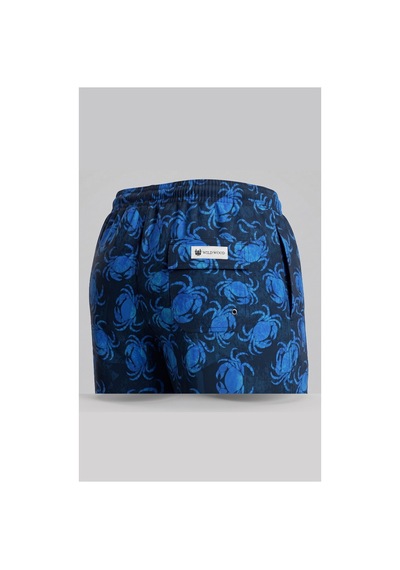 Wild Wood Garment Wild Wood "deep Blue Crab" Yengeç Desenli Hızlı Kuruyan Erkek Deniz Şortu Mavi