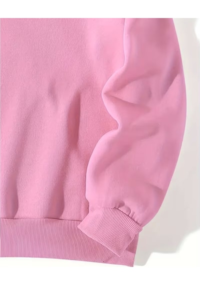 Nevermind Unisex Oversize Hoodie Grafik Sembol Baskılı Pembe