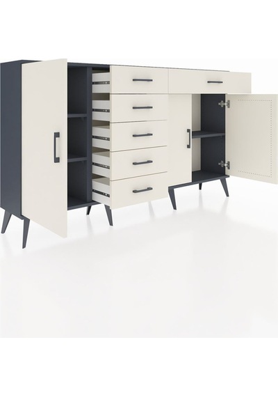 Arges Konsol 3 Raflı 6 Çekmeceli 3 Kapaklı 176x30x99 Antrasit-aytaşı Aytası - Antrasıt Arges Konsol 3 Raflı 6 Çekmeceli 3 Kapaklı 176x30x99 Antrasit-aytaşı Aytası - Antrasıt