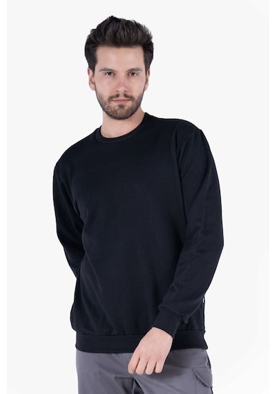 2 İplik Bisiklet Yaka Sweatshirt Siyah