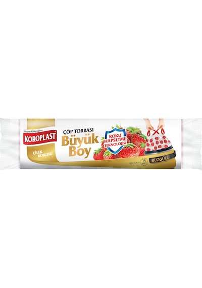 Koroplast Büzgülü Çilek Kokulu Büyük Boy Çöp Torbası Beyaz 65 x 70 CM