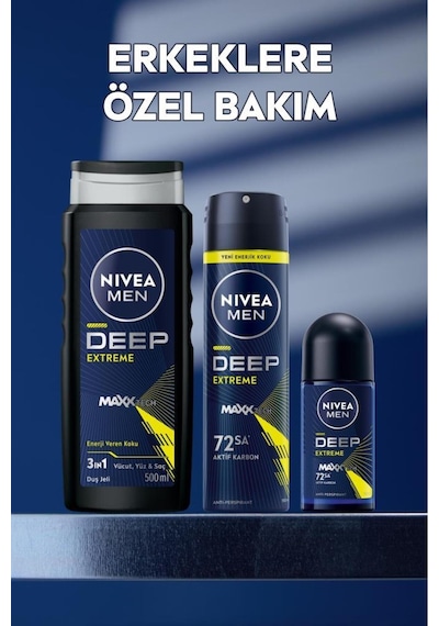 Men Erkek Sprey Deodorant Deep Extreme 150ml, 72 Saat Anti-perspirant Ter Koruma, Yeni Enerjik