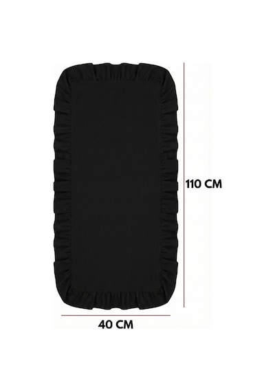 Naturel Siyah Fırfırlı Keten Runner - 40x110 Cm