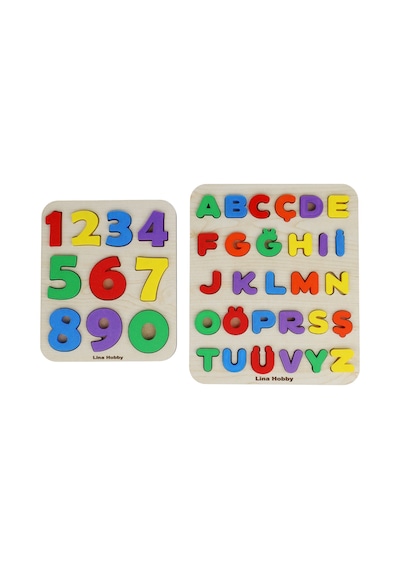 Alfabe Ve Rakam Puzzle İkili Set - Ahşap Tabanlı Ve Pla Harf/rakamlar Eğitici Oyuncak Sayılar + Harfler