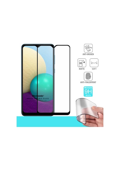 Microsonic Samsung Galaxy Uyumlu A02 Seramik Matte Flexible Ekran Koruyucu Siyah