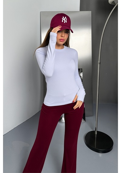 Balenbi Kadın Buzzy Parmak Geçmeli Bisiklet Yaka Basic Body 1130 Mavi
