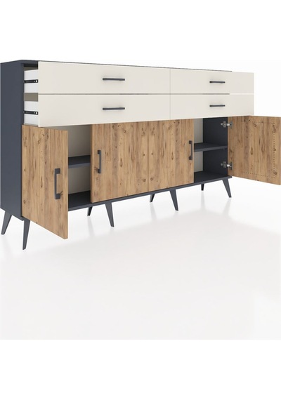 Arges Konsol 2 Raflı 4 Çekmeceli 8 Kapaklı 176x30x99 Antrasit-çam Antrasit-çam/aytaşı Arges Konsol 2 Raflı 4 Çekmeceli 8 Kapaklı 176x30x99 Antrasit-çam Antrasit-çam/aytaşı