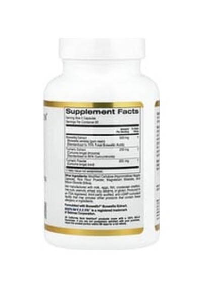California Gold Nutrition, Boswellia Extract, Turmeric Curcumin Complex With Turmeric Extract And Turmeric Powder, 120 Veggie Capsules Aromasız