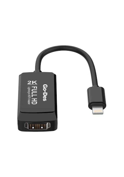 Go Des GD-8275 Lightning HDMI 2K Dönüştürücü Adaptör Lightning AV Kablo - Siyah ZORE-220456