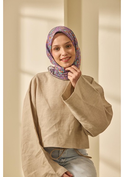 Silk Home Soft Eşarp 73090-10 Eflatun, Turkuaz, Leylak, Turuncu, Taş