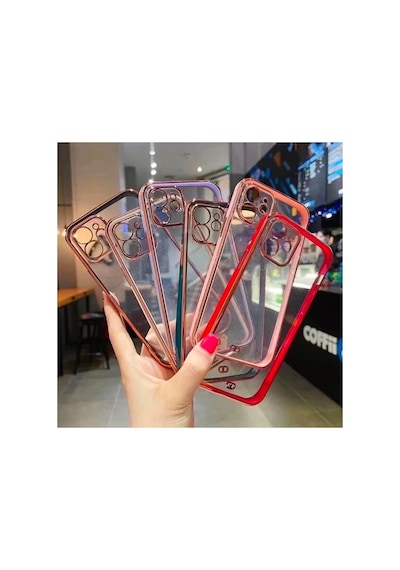 iPhone Uyumlu 12 Mini 5.4inç Gold Çerçeve Kamera Korumalı Bumper Kılıf- 5775 Mh-hs6212-4665
