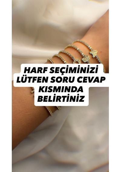İnsera Kadın Gold Taşlı Su Yolu Harf Bileklik Altın - Beyaz