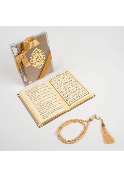 Tesbih + Yasin Hediye Seti Çanta Boy, Şemslafzatullah, Gold Gold