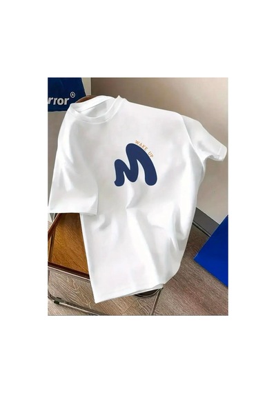 Medinenur Wake Up Yazı Detaylı Basic T-shirt Beyaz