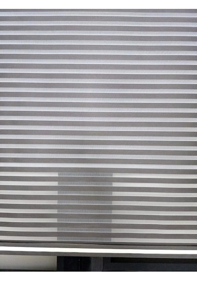İnce Zebra Çizgili Çift Mekanizmalı Tül Ve Stor Perde Ts2025 Antrasit