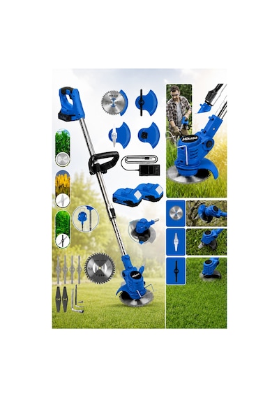 Mikasa Tools Pro Series 21 V 5 Ah Teleskopik Uzatmalı Kömürsüz Turbo Motor Çift Akülü Ot Çalı Biçme Tırpanı