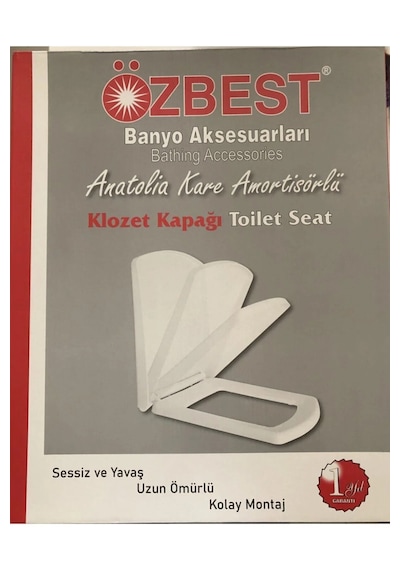 Kare Yavaş Kapanan Klozet Kapağı Amortisörlü Kapak Hijyenik Kapak Üstten Montajlı Kare Klozet Kapak Beyaz