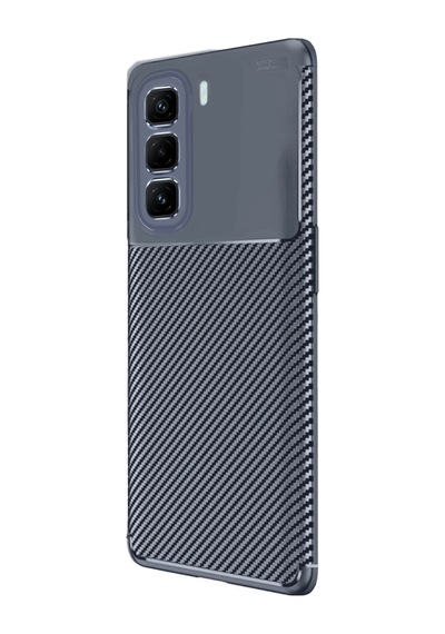Hot 50 4g Kılıf Auto Focus Karbon Kapak - Lacivert Çok Renkli