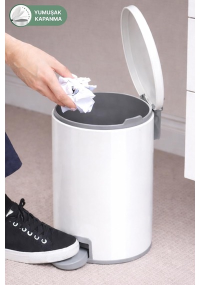 Cigo 3 Lt Banyo Mutfak Ofis Çelik Çöp Kovası - Beyaz