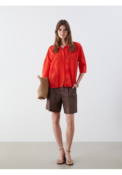 Lcw Vision Kırmızı Oversize Kadın Gömlek