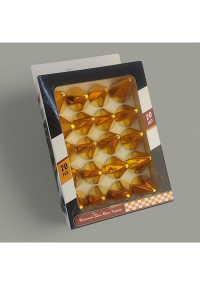 17mm Sivri Parlak Gold Bijon Kapağı 20li Set