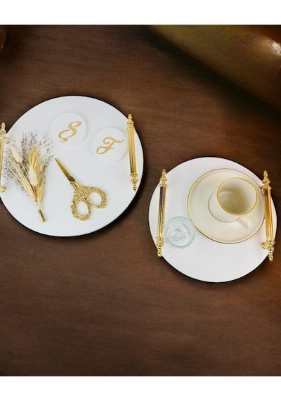 Commitment Gold Polyester Nişan Tepsisi Kırmızı Kırmızı