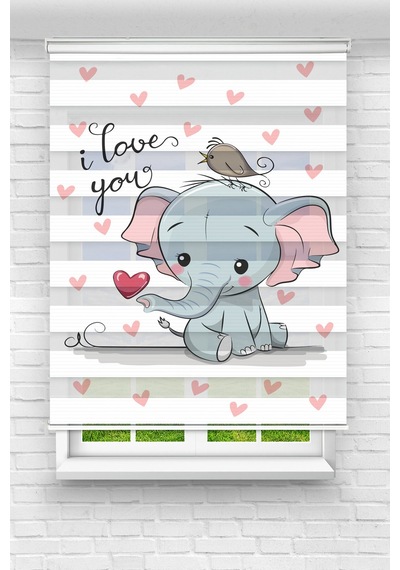 Perdecizade Enxboy Fil Love Dijital Baskılı Zebra Perde-cocuk Odası-stor Perde Renkli