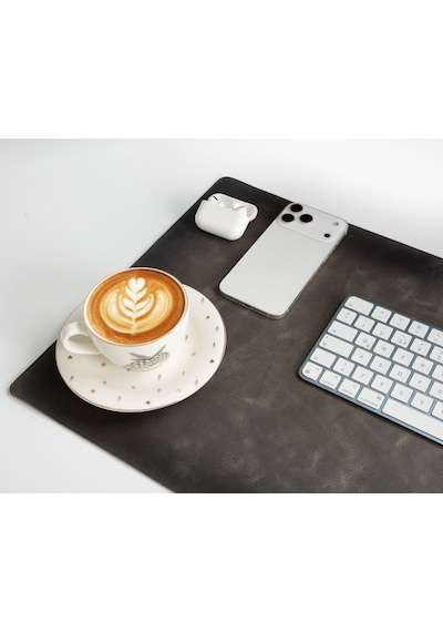 Atelier 91 Ash Gray Leather Desk Mat - Medium M