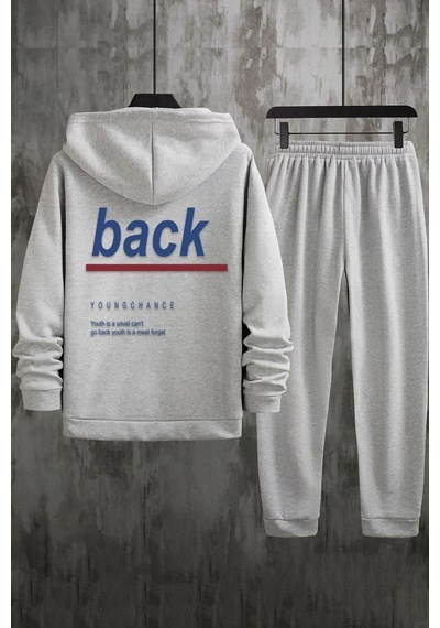 Uyguntarz Unisex Back Sırt Baskılı Eşofman Takımı Gri