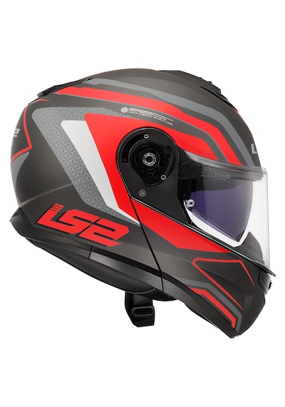 Ls2 Strobe 2 Phantom Çene Açılır Motosiklet Kaskı Gri - Kırmızı - Titanyum