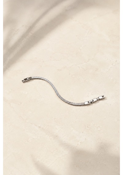Balenbi Jewelry Kadın Sıra Taşlı Tenis Model Kararmaz Çelik Bileklik Gümüş Renk 1124