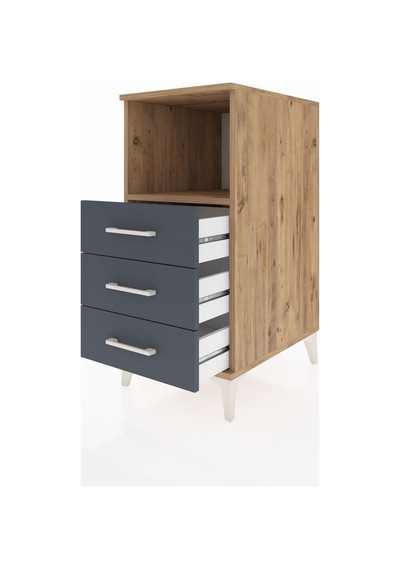 Kronos Komodin Tek Raflı 3 Çekmeceli 44x59x96 Çam-antrasit Atlas Çam