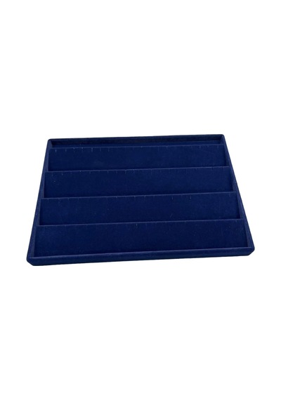 Yerli Üretim Cezayir Model Süet Kumaş Lacivert Renk 34/24 Cm Kademeli Çekmece İçi Küpe Standı Çok Renkli