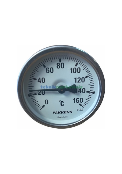 Çap 63 MM 160 Derecec 5 Cm Arkadan Çıkışlı Bi-metal Termometre Pakkens