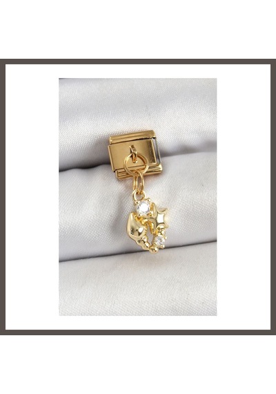 Bezos 316l Çelik Sallantılı Zirkon Taşlı Deniz Kabuğu Ve Yıldız Model Gold Renk Nomination Charm Nxrlvng