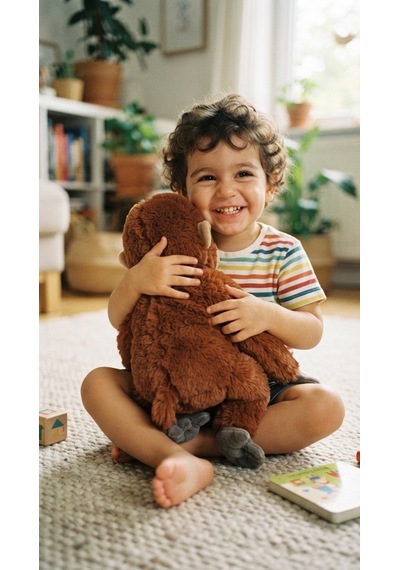 Sevimli Peluş Maymun 60 Cm - Büyük Boy Yumuşak Orangutan Oyuncak - Çocuk Uyku Arkadaşı Hediye Kahverengi