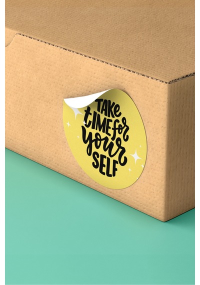 Take Time For Yourself Yuvarlak Sticker Etiket 3x3cm St2406 Çok Renkli