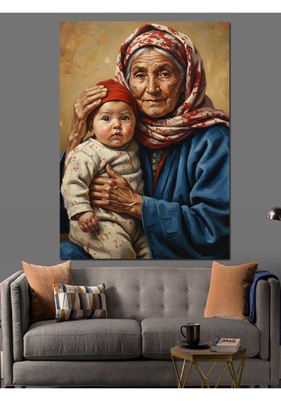 Ahşap Tablo Büyükanne Torun Sevgi Dolu Çocuk Odası Tabloları
