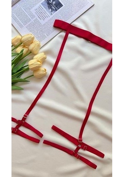 Suısy Crimson Muse Kırmızı Dantelli Jartiyerli Sütyen Külot Takımı Bordo
