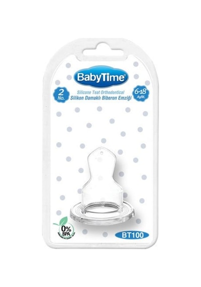 Baby Time Silikon Damaklı Biberon Emziği No:2 6-18 Ay Bt100
