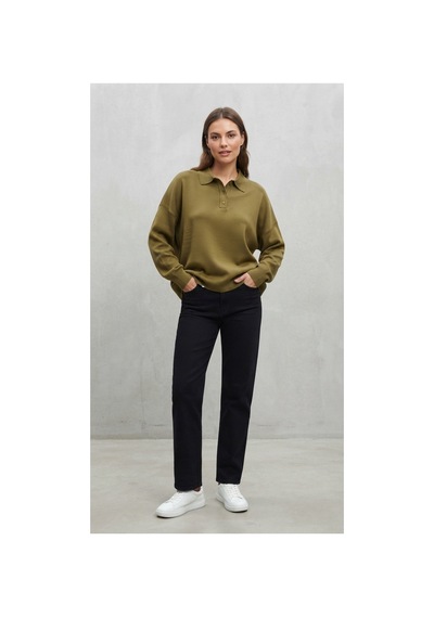 Youknitwear You Aura Polo Yaka Kadın Kazak Fıstık Yeşili