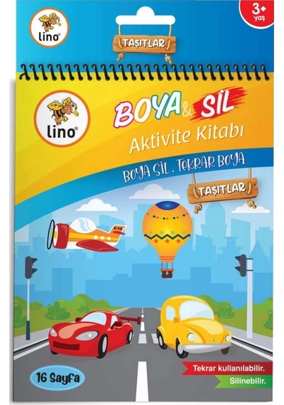 Boya Sil Aktivite Boyama Kitabı - Araçlar A5 Ebat Silinebilir