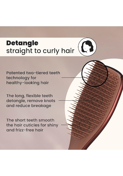 Ultimate Detangler Chrome Choc Bronze Islak Ve Kuru Düz Ve Kıvırcık Saçlar İçin Saç Fırçası Tarak