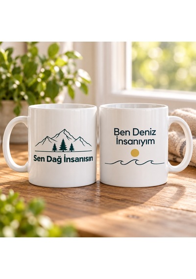 Bezos Dağ İnsanı Ve Deniz İnsanı 2'li Porselen Kupa Seti - Model 388 Hb006